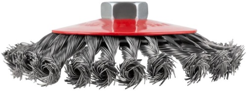 Корщетка-колесо с наклоном, гайка М14, стальная витая проволока 125 мм, блистер | код 39089 | FIT фото 5