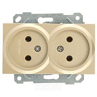 Rita - Розетка двойная 2x2P, (в комплекте с рамкой), золото доре | код 2220-203-0285 | Mutlusan