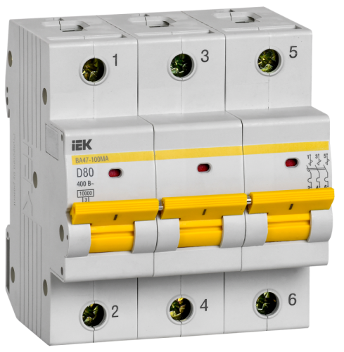 Выкл. авт. ВА47-100МА без тепл. расцеп. 3P 80А 10кА D IEK | код MVA43-3-080-D | IEK Выкл. авт. ВА47-100МА без тепл. расцеп. 3P 80А 10кА D IEK | код MVA43-3-080-D | IEK