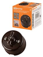 Выключатель фарфоровый поворотный проходной с ручкой (бантик) 10А коричневый «Болонь» TDM | код SQ1820-0414 | TDM