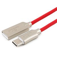 Кабель USB 2.0 Cablexpert CC-P-USBC02R-1M, AM/Type-C, серия Platinum, длина 1м, красный, нейлоновая оплетка, блистер | код CC-P-USBC02R-1M | Cablexpert