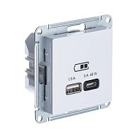 ATLASDESIGN USB РОЗЕТКА A + тип-C 45Вт высокоскор.заряд. QC, PD, механизм, ЛОТОС | код ATN001329 | Systeme Electric