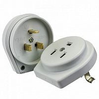 Разъем РШ-ВШ 32А 250В 2P+PE (СУ) пластиковый бел. Simple | код. AS-250-H-02 | EKF