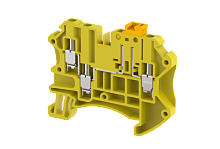 Клемма проходная винтовая 2,5 мм2 с размыкателем, на 3 подключения, желтая TQK2.5-1x2-YELLOW | код 1202140004 | Elmex