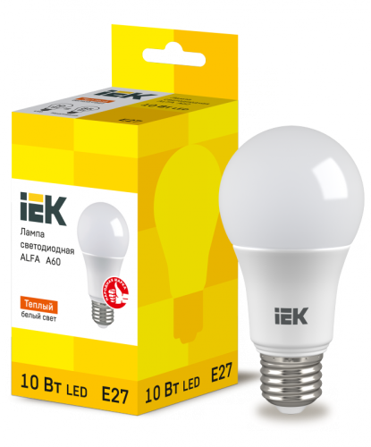 Лампа LED ALFA A60 груша 10Вт 230В 3000К E27 (6шт) IEK | код LLA-A60-10-230-30-E27-6 | IEK Лампа LED ALFA A60 груша 10Вт 230В 3000К E27 (6шт) IEK | код LLA-A60-10-230-30-E27-6 | IEK