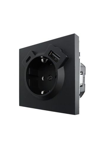 ZIMA Розетка с/з TC + USB разъем черный бархат LEZARD | код 704-4288-181TC | LEZARD фото 5 ZIMA Розетка с/з TC + USB разъем черный бархат LEZARD | код 704-4288-181TC | LEZARD фото 5