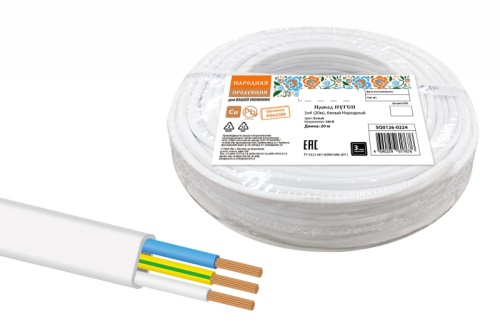 Провод ПУГСП (ПУГНП) 3х4 (бухта 20м) белый Народный ТРТС | код SQ0126-0224 | РЭМЗ ТМ Провод ПУГСП (ПУГНП) 3х4 (бухта 20м) белый Народный ТРТС | код SQ0126-0224 | РЭМЗ ТМ