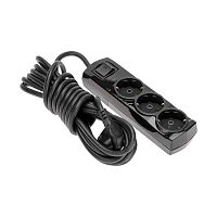 Удлинитель PREMIUM 3 гнезда, 5м, 3х1,5мм?, с/з, с выключателем, черный REXANT | код 13-4108 | REXANT