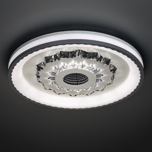 Люстра потолочная светодиодная диммируемая, CRYSTAL 3D, с ДУ, 3 режима, 480х480х60мм, 120Вт, 3000+6400K/4200K/6400+3000K, 40м, белый, 52368 0, Ritter | код 52368 0 | RITTER