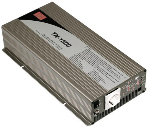 Источник питания DC-AC, 1500Вт, Рпик=2250Вт, с зарядным устройством и возможностью подключения солнечных батарей, Uвх=21 - 30В DC, Uвых=220В АС, КГИ<3%, в кожухе 420х220х80мм, вес 6.85кГ, -10…+60С | код TN-1500-224B | MeanWell