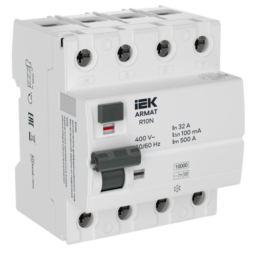 ARMAT ВДТ R10N 4P 32А 100мА тип B IEK | код AR-R10N-4-032B100 | IEK