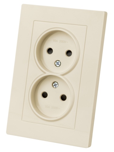 Розетка двойная 2П 10А 250В с защ. шт. сл. кость Сенеж TDM | код SQ1816-0135 | TDM