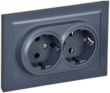 BRITE Розетка 2-местная с заземлением без защитных шторок 16А в сборе РС12-3-БрМ маренго | код BR-R21-16-K35-F | IEK