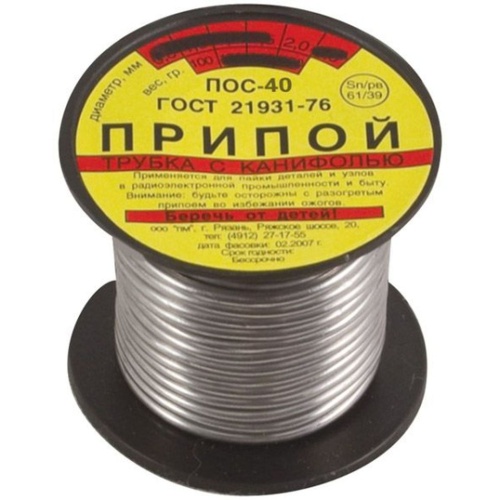 Припой ПОС 40 (катушка с канифолью 3 мм) 250 гр | код 60594 | FIT Припой ПОС 40 (катушка с канифолью 3 мм) 250 гр | код 60594 | FIT
