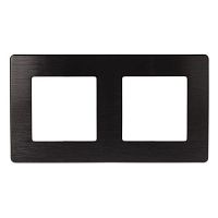 Рамка для розеток и выключателей Серия 12 12-5102-06 на 2 поста, Сатин, чёрный | код Б0052514 | ЭРА