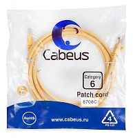 Cabeus PC-UTP-RJ45-Cat.6-3m-YL Патч-корд U/UTP, категория 6, 2xRJ45/8p8c, неэкранированный, желтый, PVC, 3м | код 8708c | Cabeus