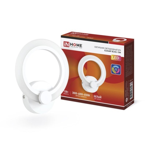 Светильник светодиодный ELEGANT BLISS-15W 15Вт 230В 3000-4000-6500К 1050лм STEP COLOR бел. | код 4690612035345 | IN HOME Светильник светодиодный ELEGANT BLISS-15W 15Вт 230В 3000-4000-6500К 1050лм STEP COLOR бел. | код 4690612035345 | IN HOME