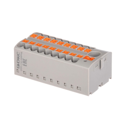 Блок распределительный, зажим push-in, 1 ввод 6 кв.мм, 18 точек подключения 2,5 кв.мм, красный | код DTP1-118-104SPUR | DKC Блок распределительный, зажим push-in, 1 ввод 6 кв.мм, 18 точек подключения 2,5 кв.мм, красный | код DTP1-118-104SPUR | DKC