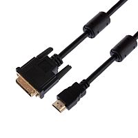 Шнур HDMI - DVI-D с фильтрами, длина 1,5 метра (GOLD) (PE пакет) REXANT | код 17-6303 | REXANT