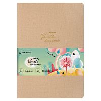 Тетрадь 48 л. в клетку обложка кожзам под лён, сшивка, A5 (147х210мм), БЕЖЕВЫЙ, BRAUBERG PASTEL, 403871 | код 403871 | BRAUBERG