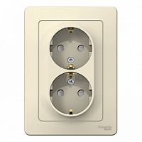 Розетка двухместная BLANCA, скрытый монтаж, с заземлением, со шторками, молочный | код. BLNRS001122 | Schneider Electric