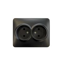 Розетка 2-м Karina Life без заземл. ПБТ черн. бархат | код 708-4200-128B | LEZARD