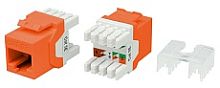 Hyperline KJ8-8P8C-C5e-180-OR Вставка Keystone Jack RJ-45(8P8C), категория 5e, тип 180 градусов, оранжевая | код 432636 | Hyperline