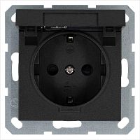 Розетка Schuko с крышкой и защитными шторками 16A 250V~ 2P+T, цвет Антрацит | код G5505B | Jasmart