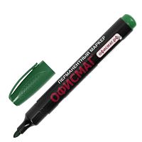 Маркер перманентный (нестираемый) ОФИСМАГ, ЗЕЛЕНЫЙ, круглый наконечник, 2,5-4 мм, с клипом, 151200 | код 151200 | ОФИСМАГ