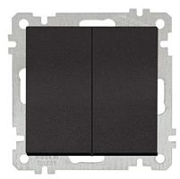 21 - Выключатель двухклавишный, пруж. зажимы, черный мат | код 2100-402-0184 | Mutlusan