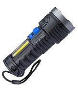 Фонарь аккумуляторный ручной LED 3Вт + COB 3Вт аккум. Li-ion 18650 1.2А.ч индикатор USB-шнур ABS-пластик