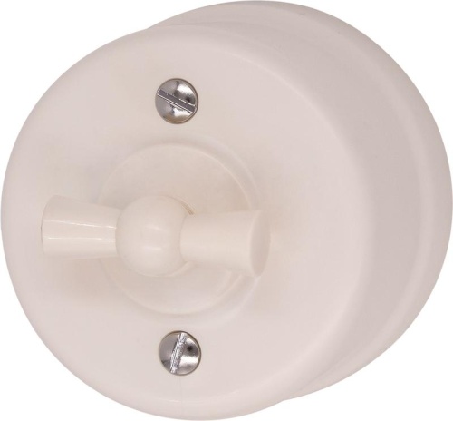 Выключатель проходной 1-кл пластик песочн. зол. | код B1-201-24 | Bironi