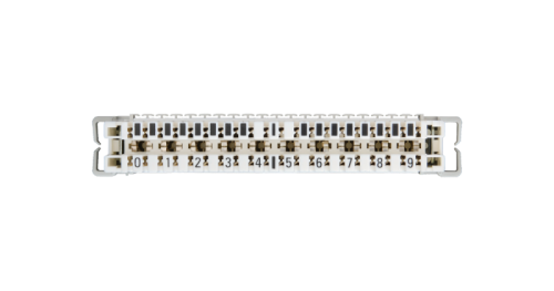 Плинт NIKOMAX 10 пар, Кат.3 (Класс C), 16МГц, контакты типа KRONE, размыкаемый, маркировка 0...9, крепление под кронштейн, белый, уп-ка 10шт. | код NMC-PL10-DC-10 | NIKOMAX