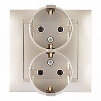Розетка двухместная 15, скрытый монтаж, с заземлением, шампань | код. 1590459-034 | Simon
