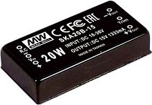 Источник питания DC-DC, 20Вт, Uвх=9…18B, Uвых=5В/0.4...4А, рег. вых=±10%Uном, вход дист. управл., изоляция 1500В DC, в корпусе 50.8х25.4х11.2мм , -40С…+85С | код SKA20A-05 | MeanWell