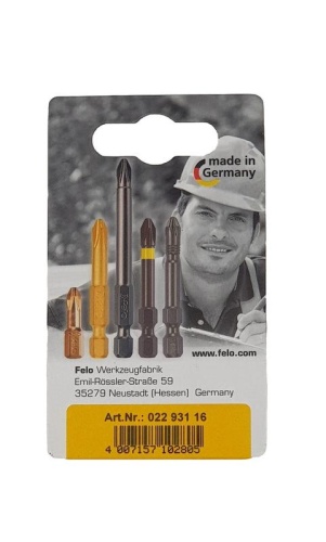 Бита крестовая PH 1/PH 2/PH 3X25, 3 шт в блистере | код 2293116 | FELO