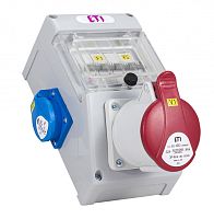 Распред. щит с разъемами EDS4m 2-2/1-5 32 (Разъем 32A/5P-1, Schuko-2, АВ: C16/1-1, C32/3-1, мини) | код 004483111 | ETI