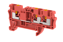 Клемма проходная PUSH-IN 4 мм2, на 3 подключения, красная PQ4-1x2-RED | код 3103050002 | Elmex