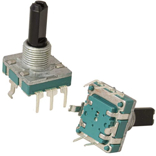 Энкодер инкрементальный двухканальный с переключателем RUICHI PEC16, 5 В, разрешение 24/24, длина вала 20 мм от корпуса, пластик | код 113285 | Ruichi