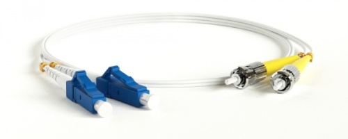 Патч-корд волоконно-оптический (шнур) SM 9/125 (G.657) LC/UPC-ST/UPC 2 мм duplex LSZH 2м, Hyperline FC-D2-9A1-LC/UR-ST/UR-H-2M-LSZH-WH | код 39336 | Hyperline