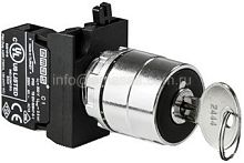 Кнопка с ключом 2-0-1, с фиксацией,ключ выним. во всех полож. (1НО+1НЗ) (CM) | код CM102AC30 | EMAS