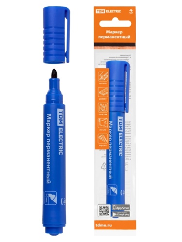 Маркер перманентный 1-3 мм, синий (пакет) круглый наконечник TDM | код SQ0594-0124 | TDM