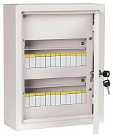 Распределительный шкаф ЩРН, 24 мод., IP31, навесной, сталь, белая дверь, с клеммами | код. MKM13-N-24-31-Z | IEK