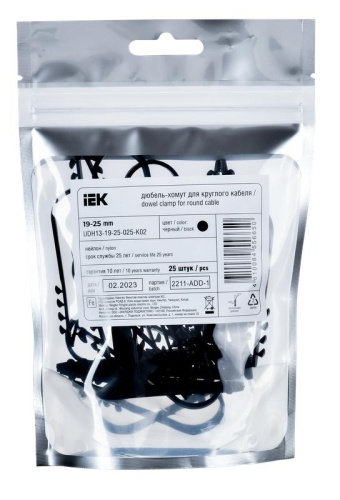 Дюбель-хомут 19-25мм для круглого кабеля нейлон черн. (уп.25шт) | код UDH13-19-25-025-K02 | IEK Дюбель-хомут 19-25мм для круглого кабеля нейлон черн. (уп.25шт) | код UDH13-19-25-025-K02 | IEK