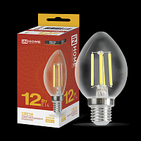 Лампа светодиодная LED-СВЕЧА-deco 12Вт 230В Е14 3000К 1350Лм прозрачная IN HOME | код 4690612053660 | IN HOME
