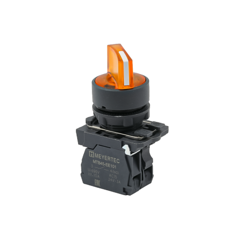 Переключатель на 3 положения с фиксацией и подсветкой, желтый, 1NO, 24V AC/DC, IP65, пластик MTB5-AK35711 | код 137296 | MEYERTEC