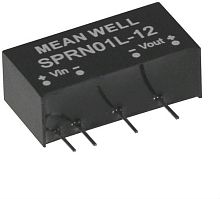 Источник питания DC-DC, 1Вт, вход 4.75…5.5В, стабил. выход 12В/84мА, изоляция 1500В DC, SIP6, 19.6х7.1х10.14мм, -40С…+90С | код SPRN01L-12 | MeanWell