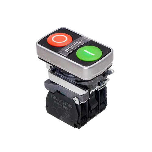 Кнопка двойная плоская с подсветкой, красная/зеленая, маркировка I+O, 1NO+1NC, 220V AC/DC, IP65, металл MTB4-BW83753 | код 137156 | MEYERTEC Кнопка двойная плоская с подсветкой, красная/зеленая, маркировка I+O, 1NO+1NC, 220V AC/DC, IP65, металл MTB4-BW83753 | код 137156 | MEYERTEC