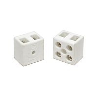 Клемма керамическая латунь 10 мм? 2 пары контактов с крепежным отверстием (5 шт/уп) Промрукав | код PR08.7161 | ПРОМРУКАВ