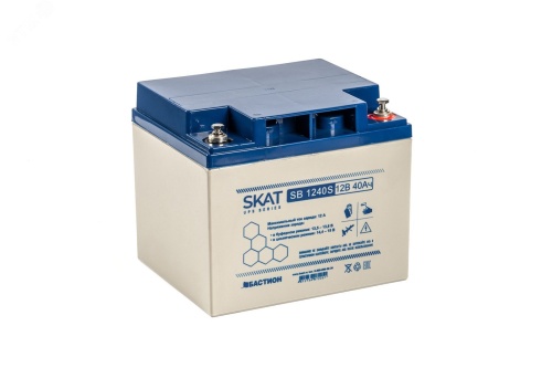 SKAT SB 1240S АКБ свинцово-кислотная тип AGM 12V 40Ач Iзар.12.6А, клеммы под болт М6 | код 8971 | Бастион